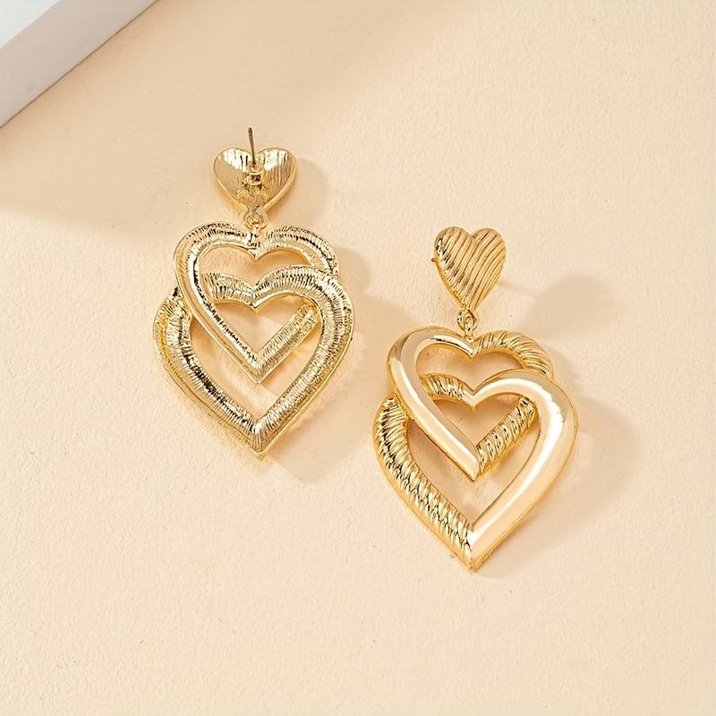 French Vintage Heart Dangle Earrings for Parties